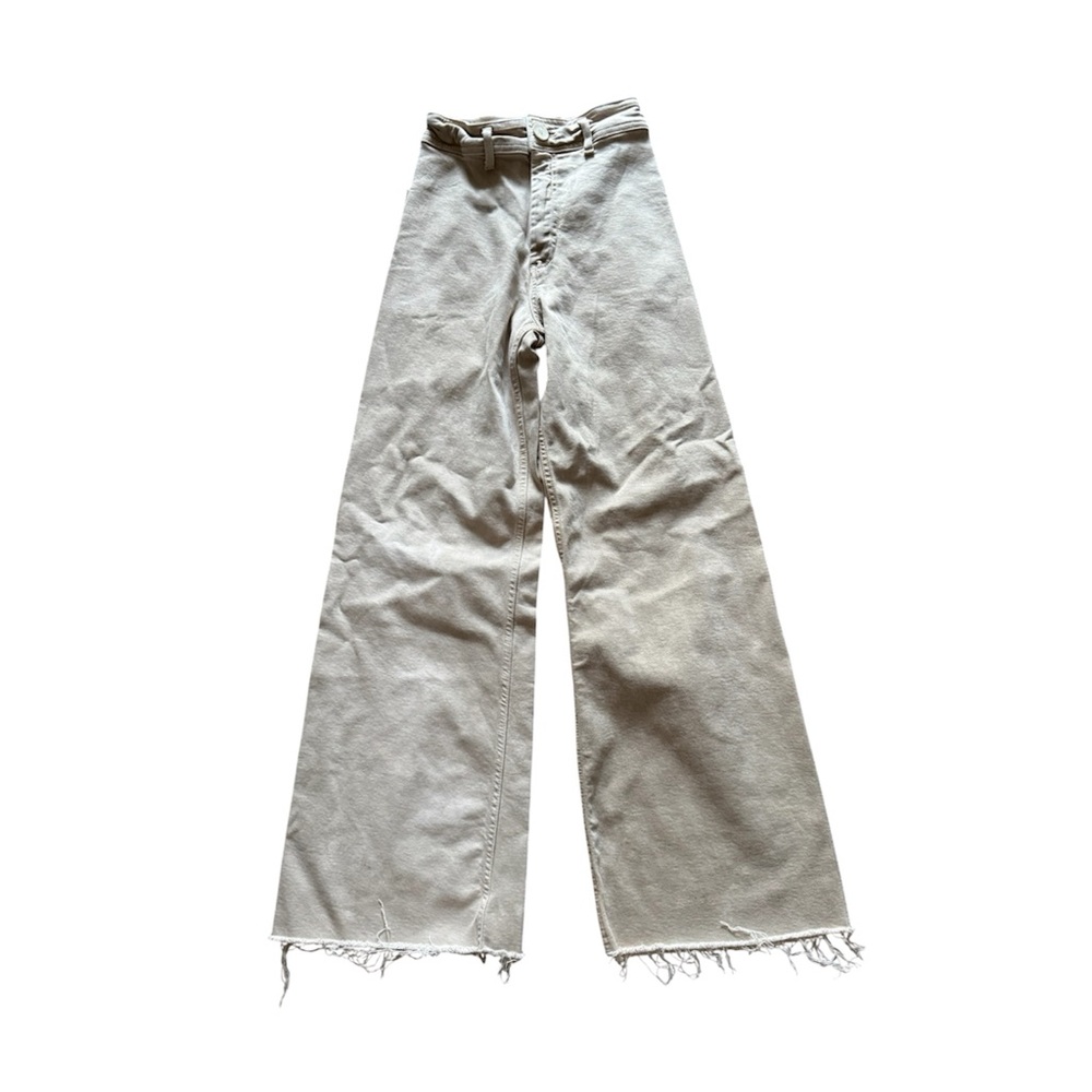 Zara Beige Tie Dye Flare Leg Distressed Denim Jeans